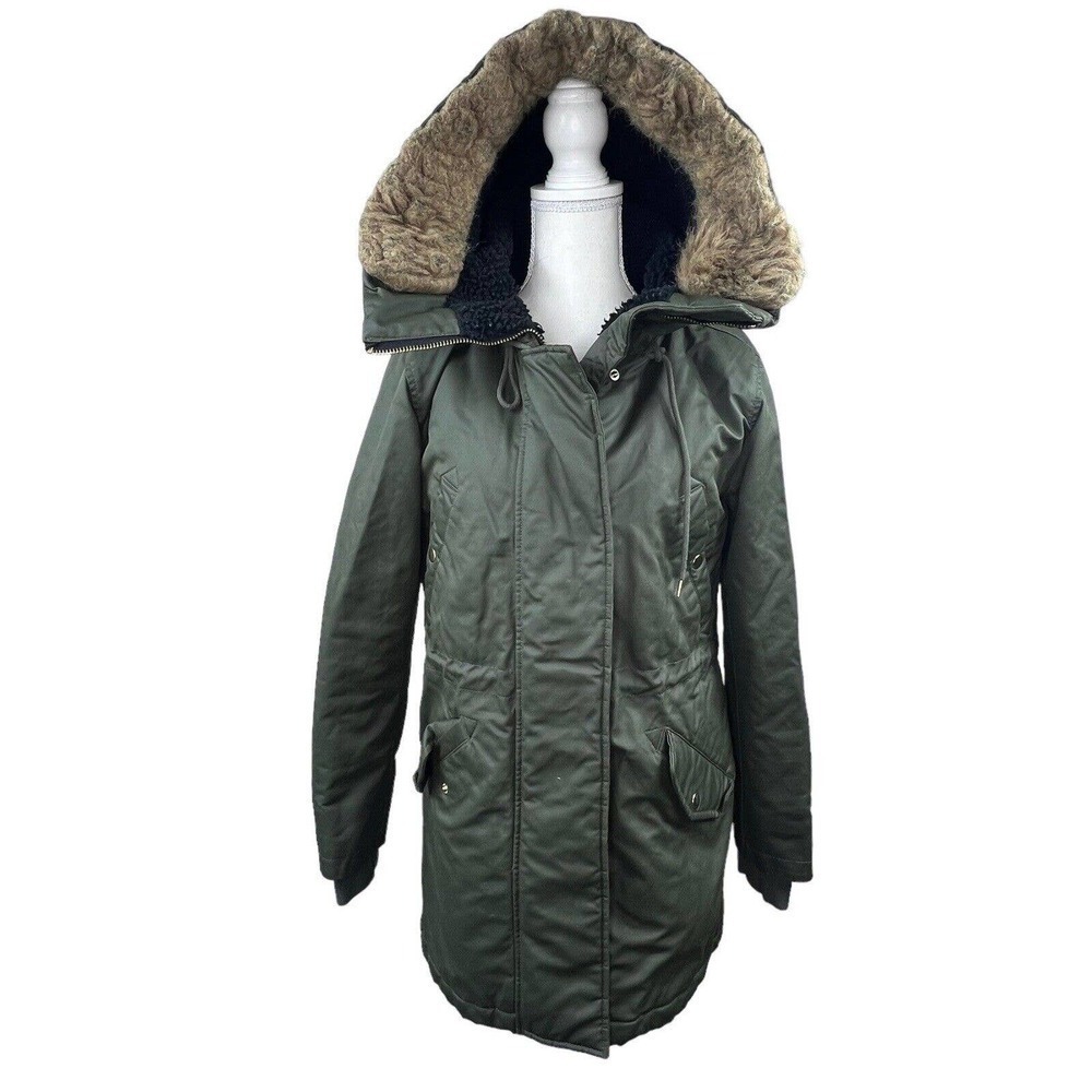 J. Crew Olive Green Perfect Winter Parka Coat Size XS Hooded Primaloft